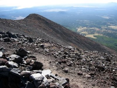 Climbing Humphreys Peak
Says Lowrider '...note the yellow field just to the right of the mountain, that is where I started.'
