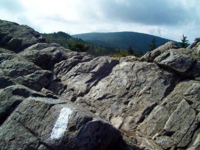 Mount Rogers
White blaze on backside of cliff, Mount Rogers summit in background.
9-09
