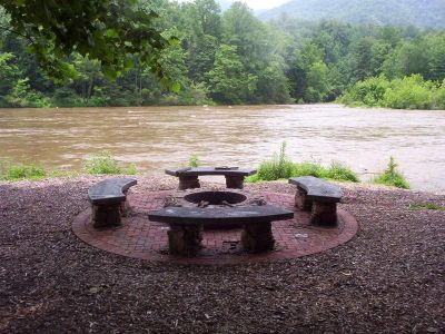 Fire-pit at the 'the point' on the Nolichuchy River 
this fire-pit was built in 2008, and dedicated to musician and friend Tommas Koehler
