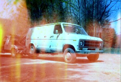 RAT van hooked to wrecker at Brown Gap
This was the year the van tore up on way to Brown Gap and had to be towed. (sorry for the messed up film) 
