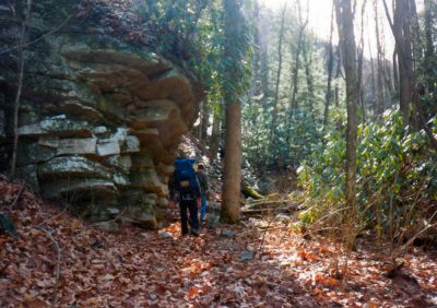 Packin' Heavy
Bol'Dar and Map-man beside rock formations deep in the Sampson Wilderness.  late 1980's...

