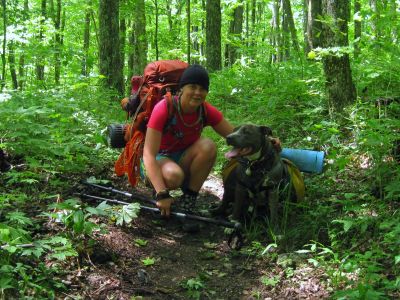Puddin'-Tang and Mule
Near Low Gap on Big Bald Trail, 
6-3-2012
