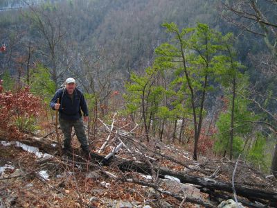 Whitehouse Mountain Cliffs
Rat Patrol descending knob to the top of 'Stonehenge' Cliffs...
Rocky Fork
December, 2010 
