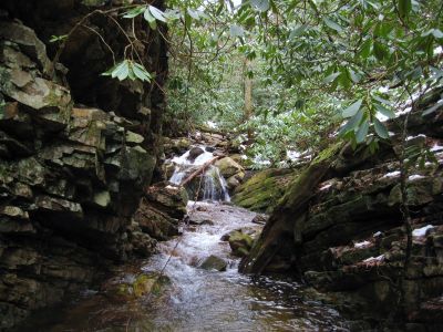 Creek Between 2 Rock Walls
above Margarette Falls,
1-20-2011
