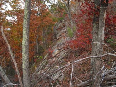 Cliff Rocks On Big Pine Ridge
Ascending Big Pine Ridge Knob.
October, 2011
