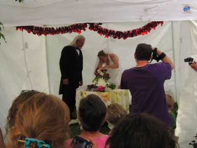 Cutting The Cake
It was a Tye-Dye cake, and delicious.
Post-Wedding Festivities...
5-21-2011
