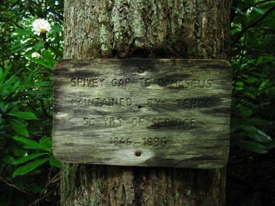 Old Trail sign
At Spivey Gap,
July, 2011
