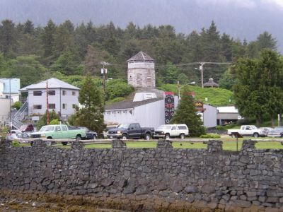 Mountain looming over the harbor wall
photo by Becky Hyder
