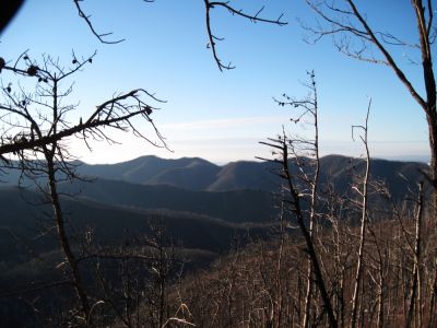 View From Big Pine Ridge Cliffs
Sampson Mountain in the distance...
Longarm Ridge in the center.
January 2010
