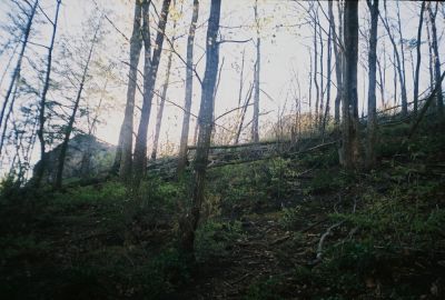 The 'Volcano'
Boulders lining the top of the 'Half-Pipe Hollow' on way up to the 'Volcano', May 2009
