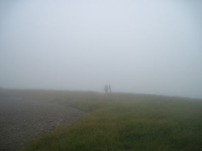 Hiker Climbing Big Bald
in a thick cloud,
7-16-2011
