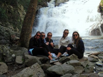 Pretty, Young Women 
Modeling poly-pro's and sunglasses
At Laurel Fork Falls...
4-20-2013
