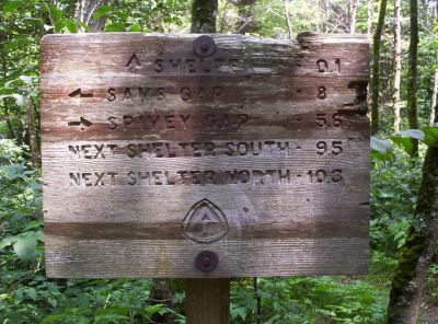 Sign at Shelter
The trail sign at the 'Carolina Condo'
July 2009
