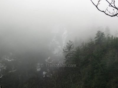 Buckeye Falls
Fog shrouded view of upper part of falls, photo from nearby ridge 
2-23-2010
