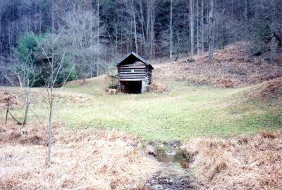 old structure near the old school house in Lost Cove
Photo by RAT 
sometime in late 80`s
