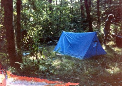 Snowbird Mountain Camp
camping between the two summits,
Photo by Rat, 1990
