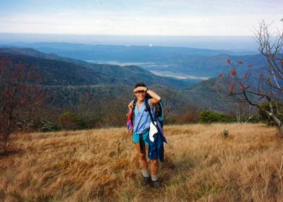 Gwen On Thunderhead
...Cades Cove in the background
Photo by Rat, 1991
