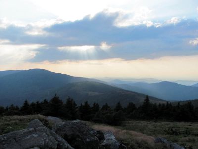 View From Grassy Ridge Trail
Sun starting to set on Roan Mountain
Photo by RAT 
7-11-2010
