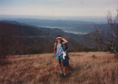 Thunderhead In The Smokies
Dr. Faustus on the Summit, Cades Cove in background.
Photo by Rat, 1991 (I think)
