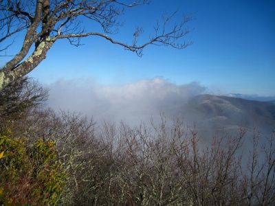 View From Middle Spring Ridge
Clouds obscuring the view looking toward the Rich Mountain,
Middle Spring Ridge Trail,
December 17, 2011
