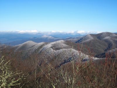 View From Middle Spring Ridge
aka, 'Buzzard Rock', 
Looking toward Wilson Knob and the Butte of Rich and  Sampson Mountains,
Middle Spring Ridge Trail,
December 17, 2011
