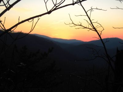 View From Middle Spring Ridge
Sunset distorting the mountain range in the distance.
12-17-2011
