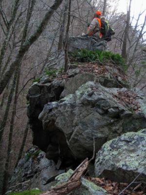 Top of the Sphinx
Larry Jarrett and John Forbes check out the view from the rock cliff above Diane's Falls 
11-21-2015
