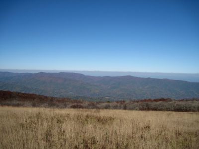 View From Big Bald
The 'big picture' looking northwest--Viking Mountain, Coldspring Mountain, Flint Mountain, Rocky Fork, and darn near all of Rich Mountain in photo.

October, 2010
