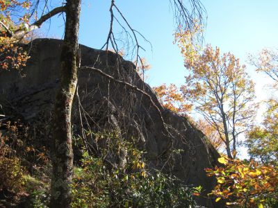 High Rocks
Part of the massive uplifted boulder that sits atop the point of the ridge between Spivey Gap and Little Bald.
October, 2010
