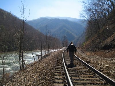 Rat Patrol On Train Tracks
...in the Nolichucky river Gorge, on the way to Devils Creek to photograph waterfalls.
2-6-2011
