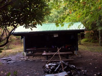 Camping At Wise Shelter
morning of the 3rd day of trip...
Little Wilson Creek Wilderness,
9-09
