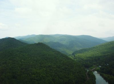 View from Cliff Ridge
The Nolichucky River and Unaka Mountain,
part of the Bald Mountain Chain of the Appalachians,
August 2009
